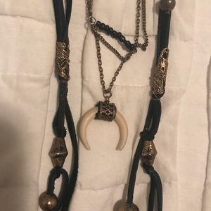 Free People leather rope necklace with gold detail